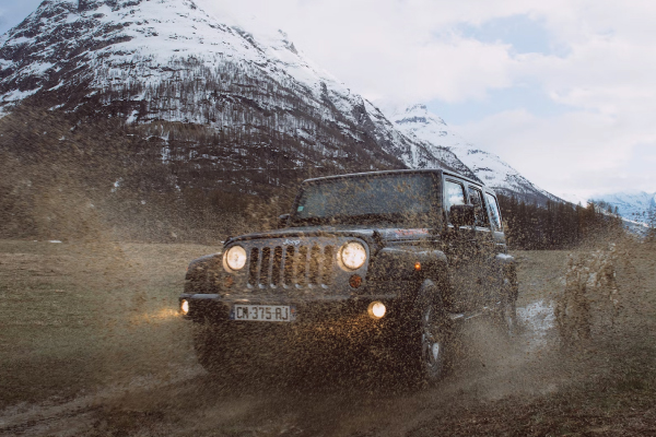 Vehicle Off-roading in mud