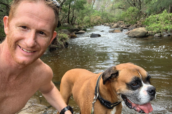 Booka and Dog on Trail