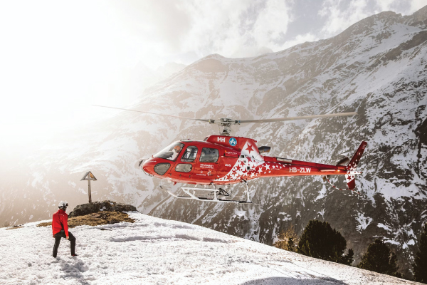 Helicopter with Skiier