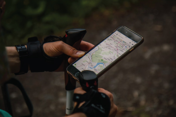 Checking GPS on Hike